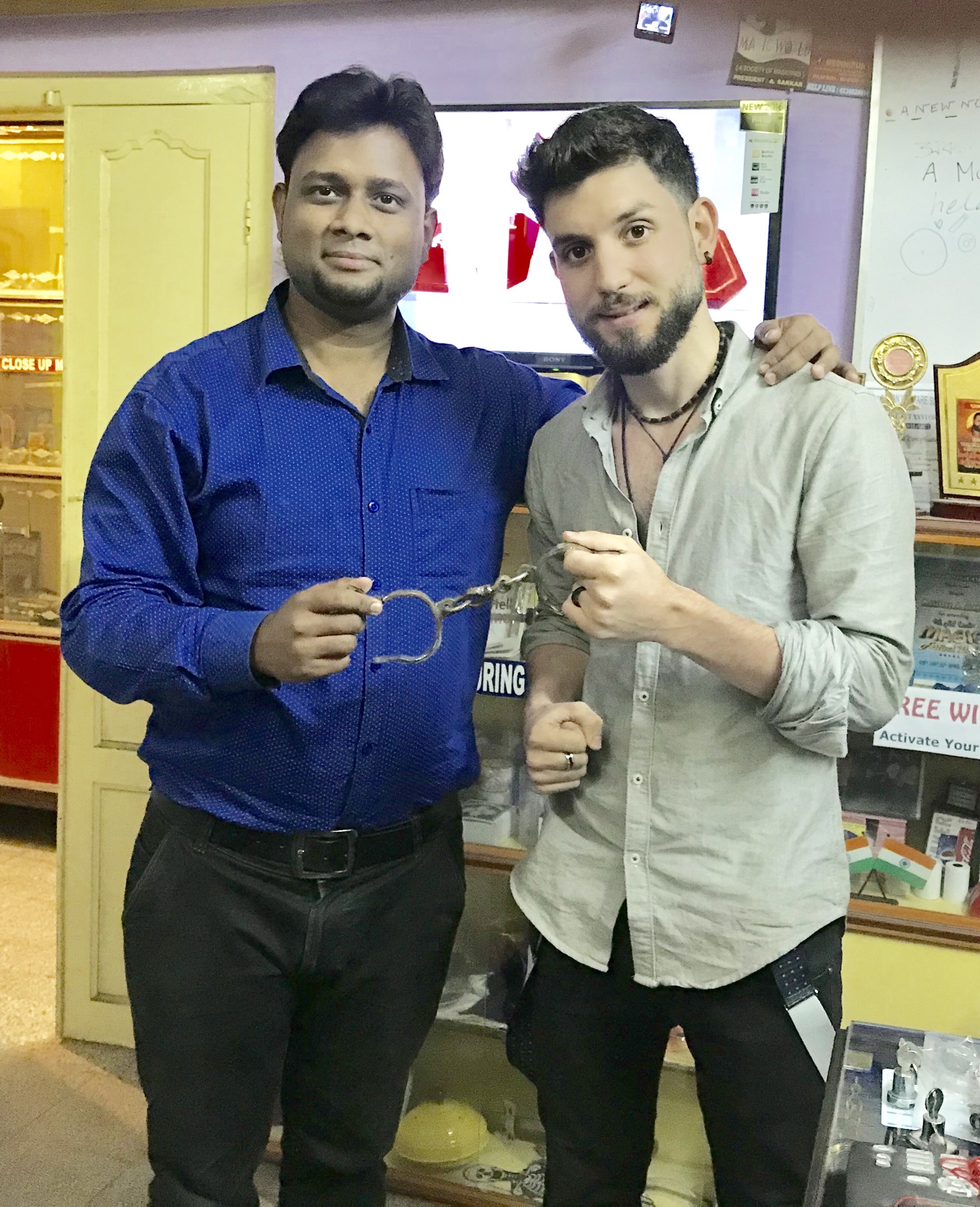 Magician A.Sarkar with Magician Francisco from Rome at Magic World Office