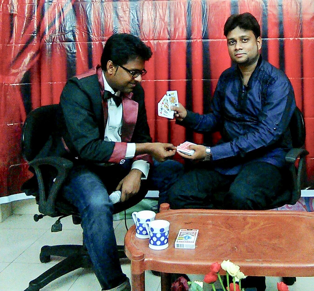 Magician A.Sarkar with Magician Raja in a TV Show