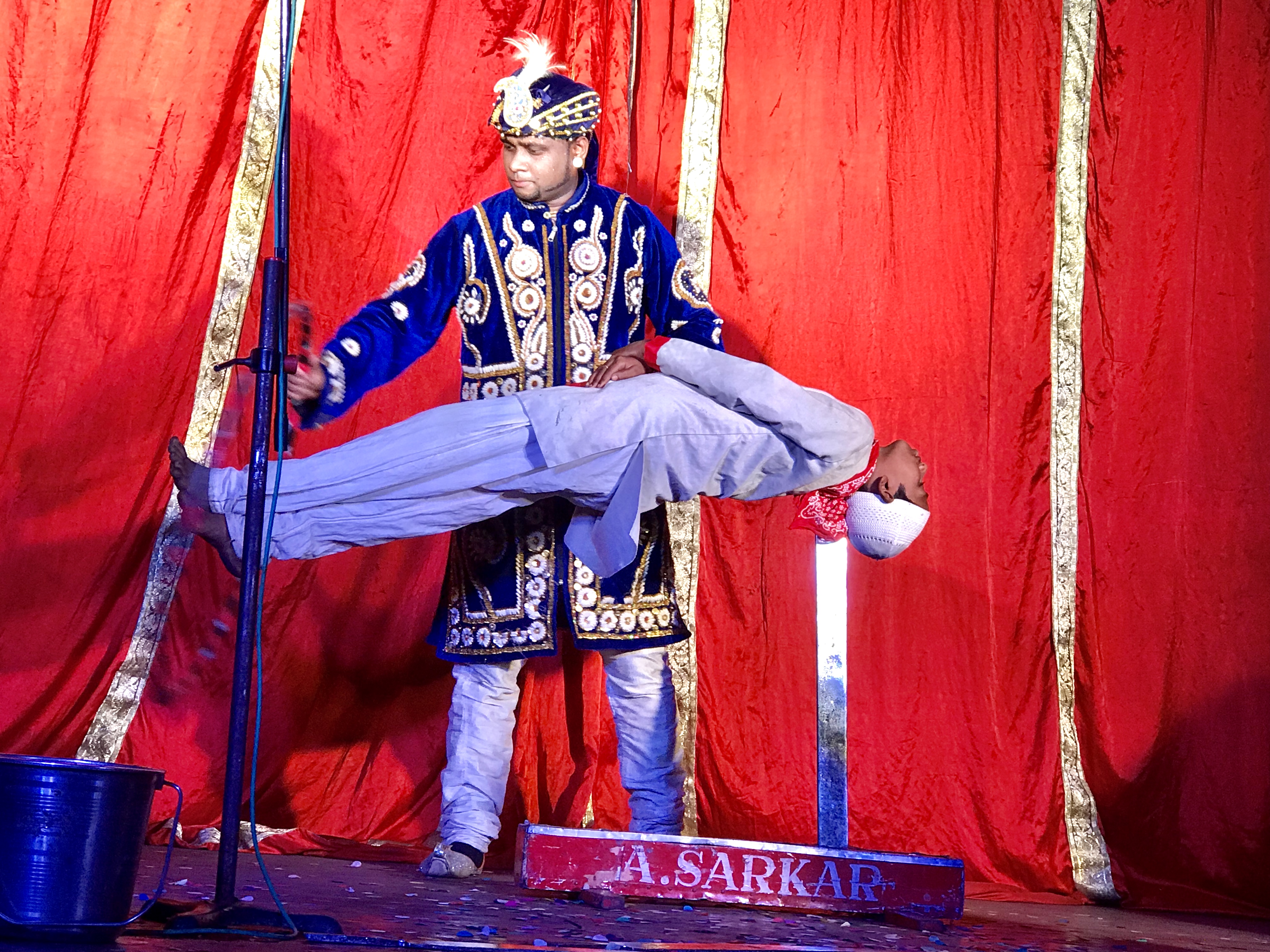Magician A.Sarkar performed Boy On Sword Illusion