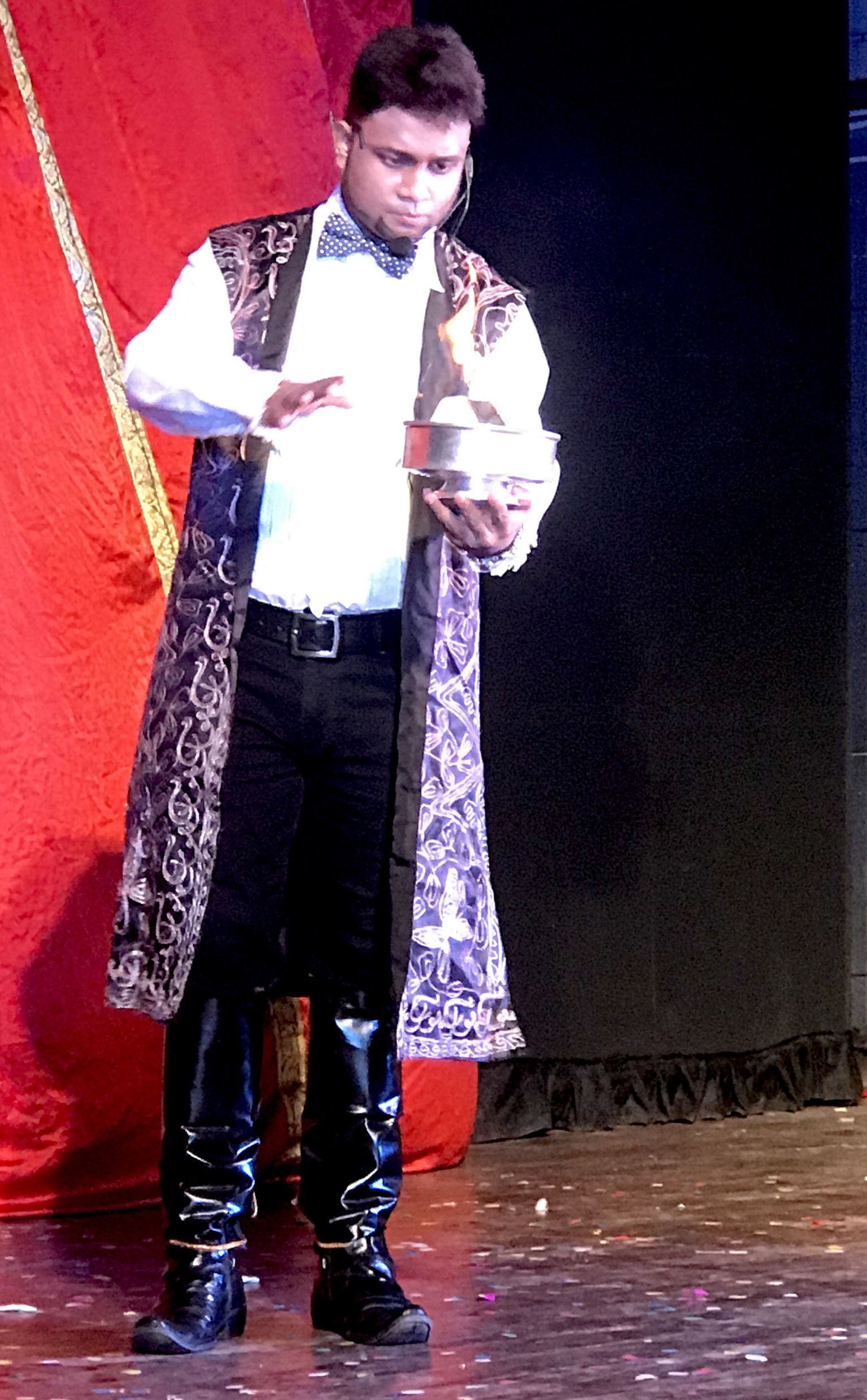 Magician A.Sarkar performing Dove Pan