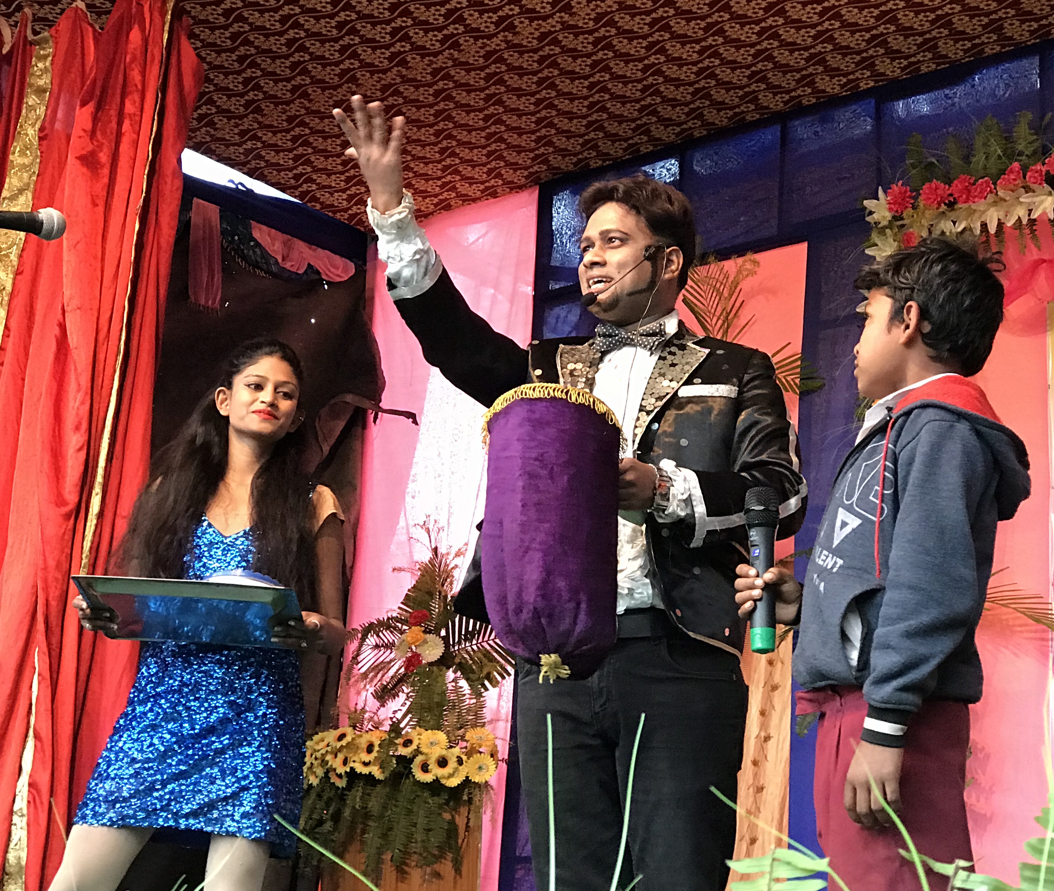 Magician A.Sarkar at a School show