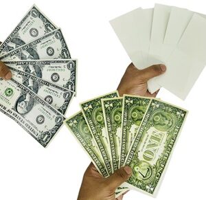 PAPER TO DOLLAR MAGIC TRICK (SET OF 5 PAIRS) / Paper to Currency Notes Magic
