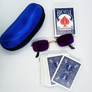 INFRARED CARD SUNGLASS WITH BLUE BICYCLEE CARD MAGIC TRICK / MARK CARD SUNGLASS LENS WITH CARD / SPY CHEATING CARD GOGGLES WITH CARD