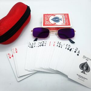 INFRARED CARD SUNGLASS WITH RED BICYCLE CARD MAGIC TRICK / MARK CARD SUNGLASS LENS WITH CARD / SPY CHEATING CARD GOGGLES WITH CARD