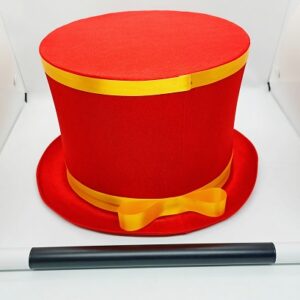 RED MAGICIAN HAT & RISING MAGIC WAND SET / MAGIC HAT WITH JUMPING MAGIC WAND SET / FANCY PARTY MAGICIAN RED HAT & STICK