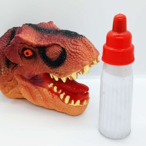 MILKY DINOSAUR VENTRILOQUISM HAND PUPPET / VENT HUNGRY DINO PUPPET / TALKING JURASSIC PUPPET / DINOSAUR PUPPET WITH MILK BOTTLE MAGIC