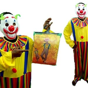JOKER COSTUME FREE SIZE A-149 (ADULT) / CIRCUS CLOWN DRESS / FUNNY CUSTUME PARTY DRESS Elders Halloween Costume (XL)