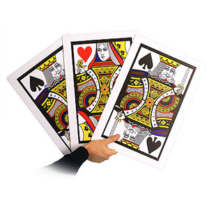 3 CARDS MONTE MAGIC TRICK (JUMBO SIZE) / THREE CARDS MONTE CARD CHANGE MAGIC (SET OF 3)