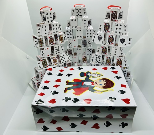 BAG TO CARD CASTLES MAGIC TRICK (SET OF 3 CASTLES) / CARD CASTLE